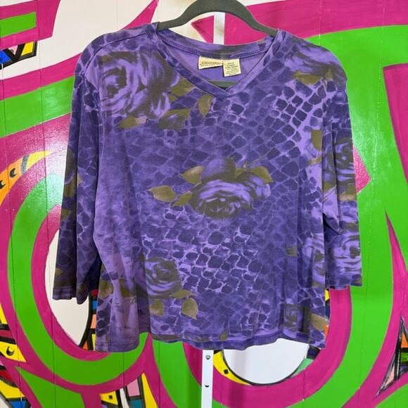 St. John's Bay, Purple Floral Women's Top. Size Petite XL. Good used condition! - Picture 1 of 4
